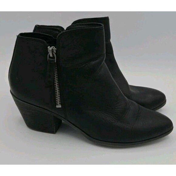 Frye Judith Double Zip Ankle Boots Womens Size 7.5M Black Leather Block Heel - Picture 6 of 9